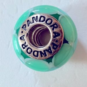 Pandora Blue and Teal triangle pattern Murano charm (retired)